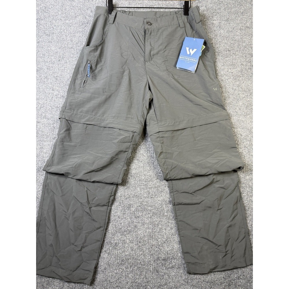 White Sierra Women's Large Zip Off Convertible Hiking Pants UPF 30 Teflon NWT